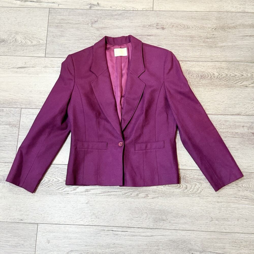 Pendleton Vintage Wool Blazer Size 8 Purple Plum Virgin Wool Classic Timeless